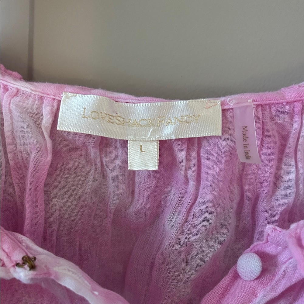 LoveShackFancy Pink Ruffle mini dress size large - Picture 4 of 5
